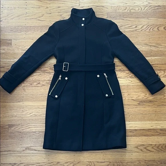 Zara Black Belted Winter Coat - Picture 1 of 6